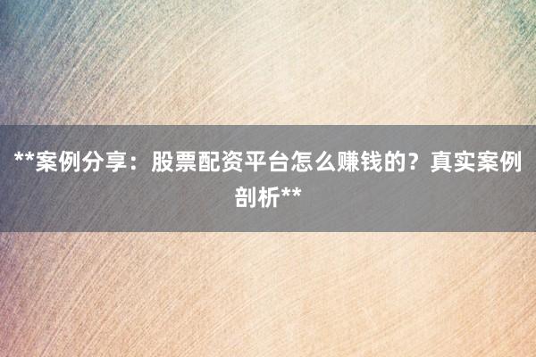 **案例分享：股票配资平台怎么赚钱的？真实案例剖析**