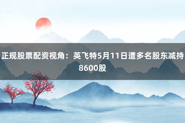 正规股票配资视角：英飞特5月11日遭多名股东减持8600股