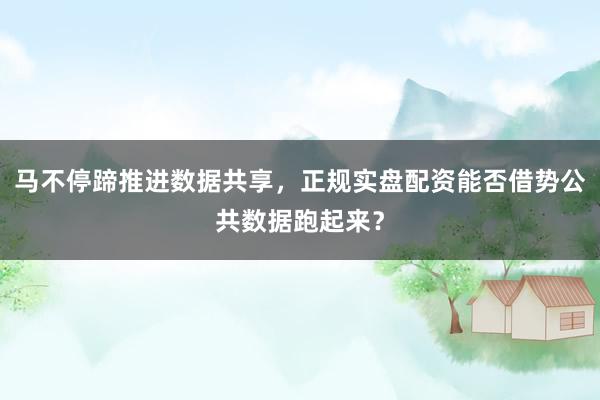 马不停蹄推进数据共享，正规实盘配资能否借势公共数据跑起来？