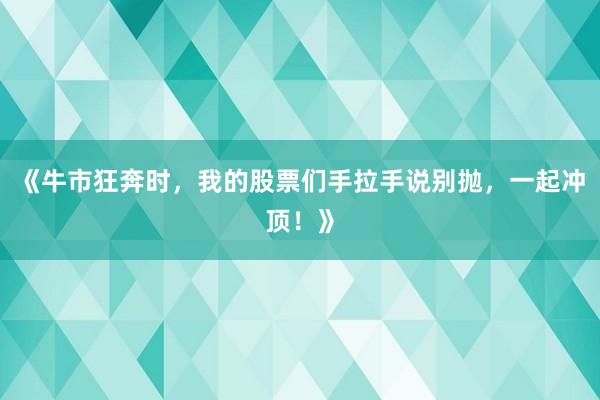 《牛市狂奔时，我的股票们手拉手说别抛，一起冲顶！》