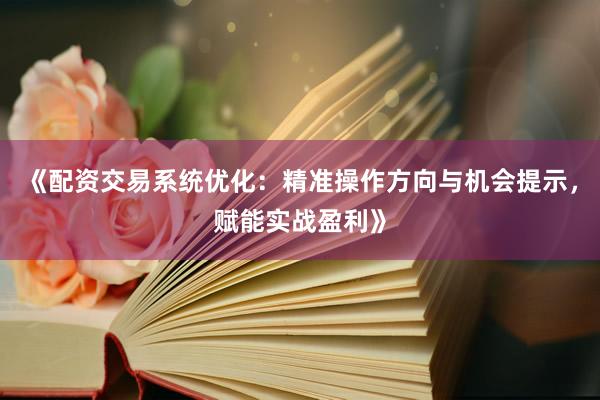 《配资交易系统优化：精准操作方向与机会提示，赋能实战盈利》