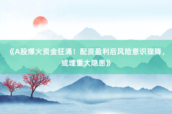 《A股爆火资金狂涌！配资盈利后风险意识骤降，或埋重大隐患》