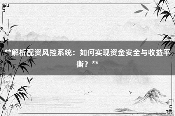 **解析配资风控系统：如何实现资金安全与收益平衡？**