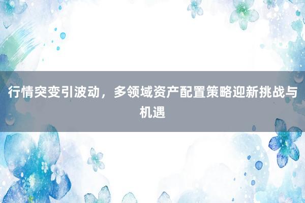 行情突变引波动，多领域资产配置策略迎新挑战与机遇