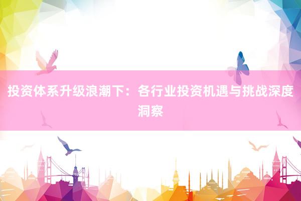 投资体系升级浪潮下：各行业投资机遇与挑战深度洞察