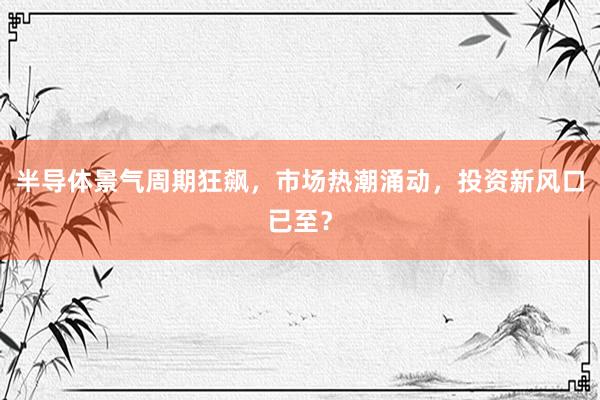 半导体景气周期狂飙，市场热潮涌动，投资新风口已至？