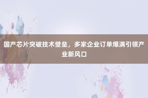 国产芯片突破技术壁垒，多家企业订单爆满引领产业新风口