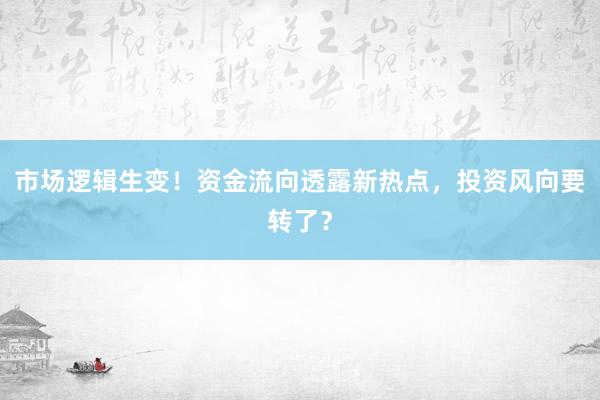 市场逻辑生变！资金流向透露新热点，投资风向要转了？