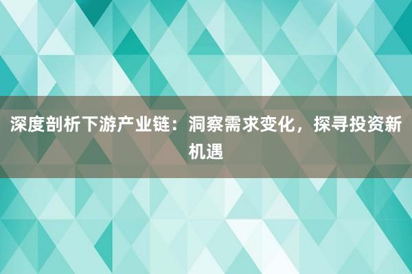 深度剖析下游产业链：洞察需求变化，探寻投资新机遇