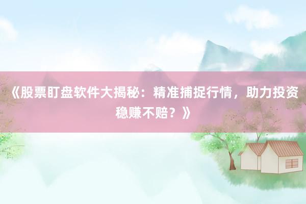 《股票盯盘软件大揭秘：精准捕捉行情，助力投资稳赚不赔？》